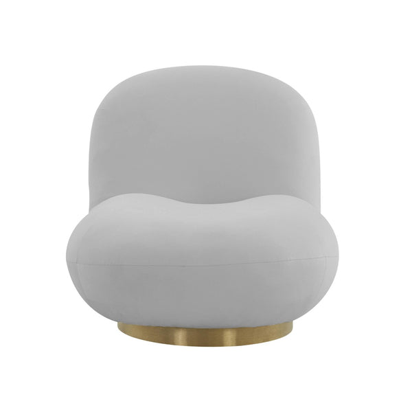 TOV Furniture Emily Swivel Chair - Luxurious Velvet Elegance with 360° Comfort and Brushed Gold Steel Base Grey TOV-S44174