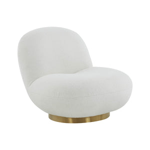 TOV Furniture Emily Swivel Chair - Luxurious Velvet Elegance with 360° Comfort and Brushed Gold Steel Base White TOV-S44175