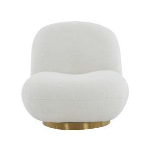 TOV Furniture Emily Swivel Chair - Luxurious Velvet Elegance with 360° Comfort and Brushed Gold Steel Base White TOV-S44175