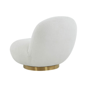 TOV Furniture Emily Swivel Chair - Luxurious Velvet Elegance with 360° Comfort and Brushed Gold Steel Base White TOV-S44175