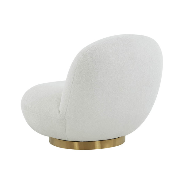 TOV Furniture Emily Swivel Chair - Luxurious Velvet Elegance with 360° Comfort and Brushed Gold Steel Base White TOV-S44175