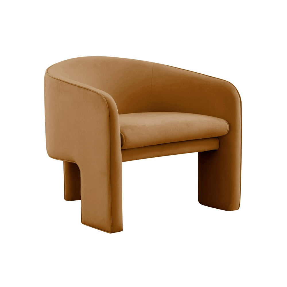 TOV Furniture Marla Velvet Accent Chair - Sculptural Comfort for Modern Spaces, Perfect for Living Rooms & Offices Cognac TOV-S44183