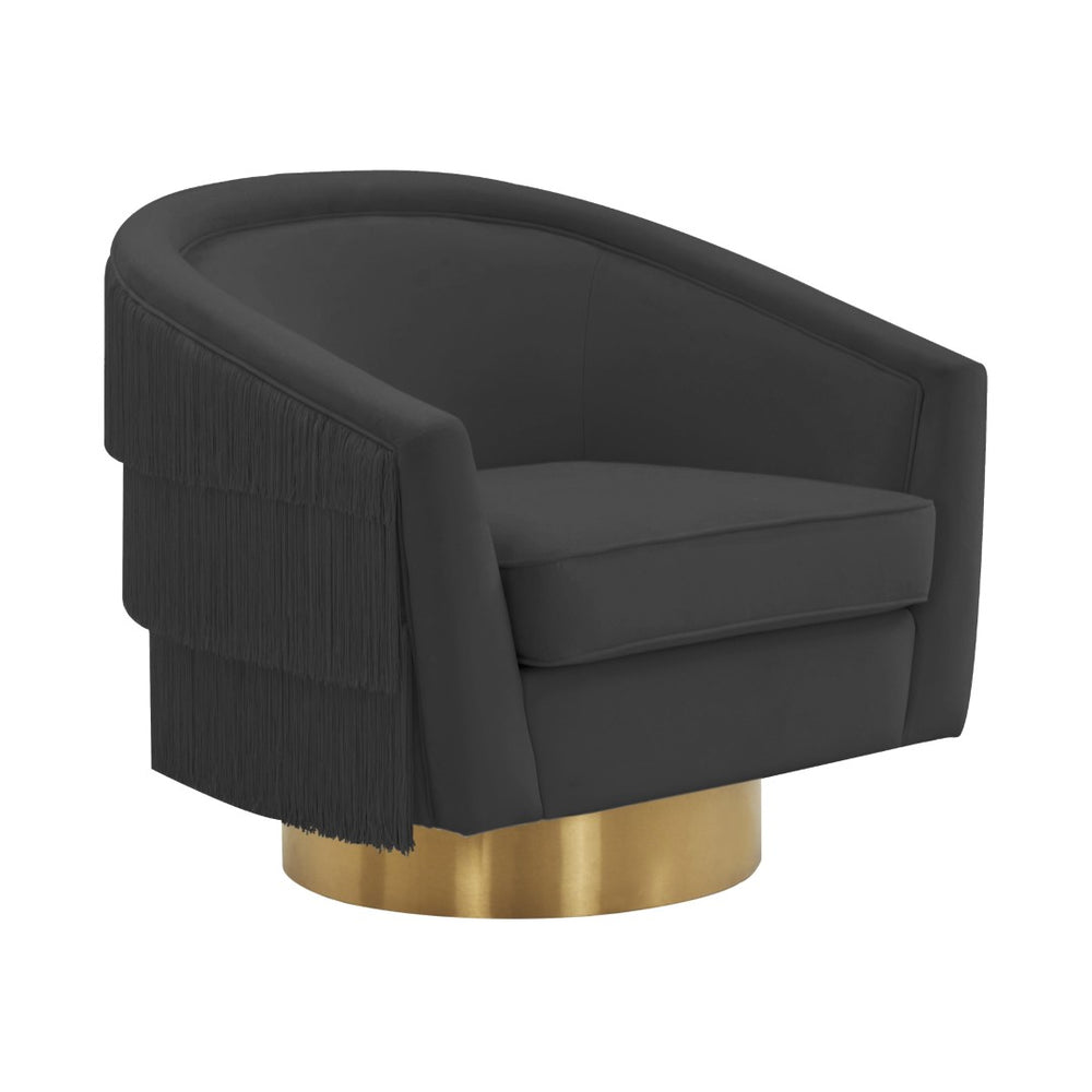 TOV Furniture Flapper Velvet Swivel Chair - Vintage Glamour Meets Modern Comfort for Chic Living Spaces and More Black TOV-S44196