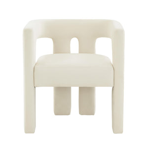 TOV Furniture Sloane Velvet Accent Chair - Sculptural Design, Plush Comfort, Handmade Elegance for Any Space Cream TOV-S44198
