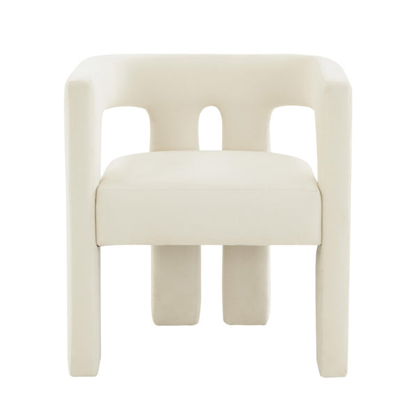 TOV Furniture Sloane Velvet Accent Chair - Sculptural Design, Plush Comfort, Handmade Elegance for Any Space Cream TOV-S44198