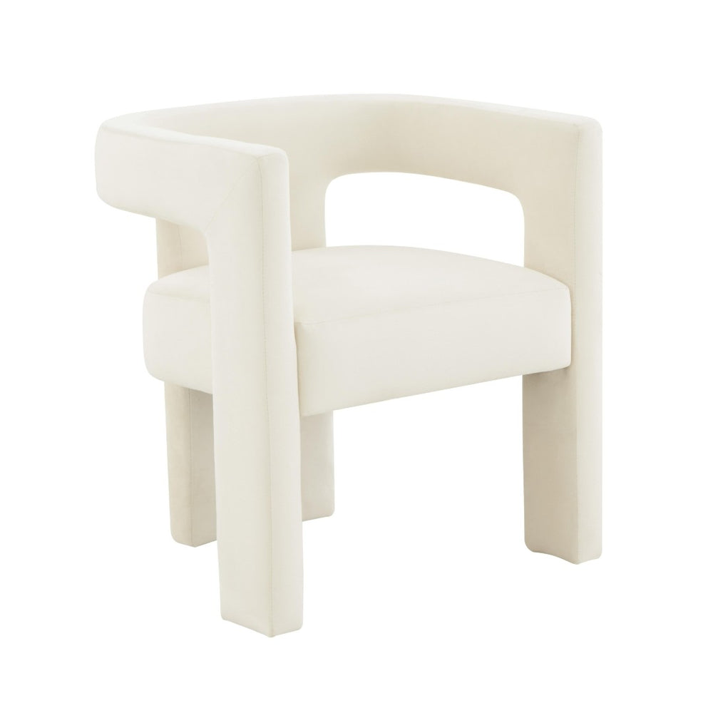 TOV Furniture Sloane Velvet Accent Chair - Sculptural Design, Plush Comfort, Handmade Elegance for Any Space Cream TOV-S44198