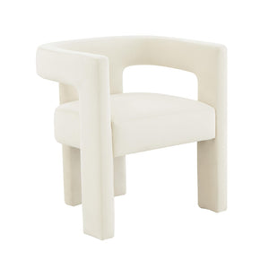 TOV Furniture Sloane Velvet Accent Chair - Sculptural Design, Plush Comfort, Handmade Elegance for Any Space Cream TOV-S44198