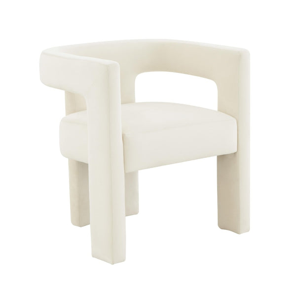 TOV Furniture Sloane Velvet Accent Chair - Sculptural Design, Plush Comfort, Handmade Elegance for Any Space Cream TOV-S44198