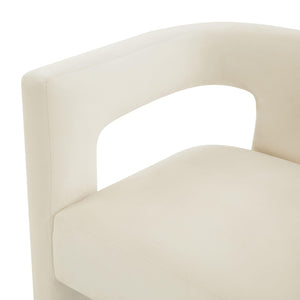 TOV Furniture Sloane Velvet Accent Chair - Sculptural Design, Plush Comfort, Handmade Elegance for Any Space Cream TOV-S44198