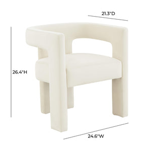 TOV Furniture Sloane Velvet Accent Chair - Sculptural Design, Plush Comfort, Handmade Elegance for Any Space Cream TOV-S44198