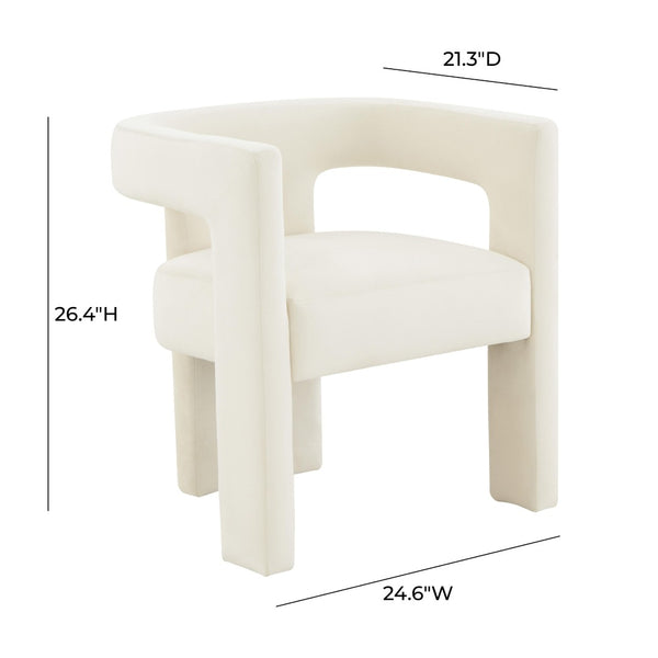 TOV Furniture Sloane Velvet Accent Chair - Sculptural Design, Plush Comfort, Handmade Elegance for Any Space Cream TOV-S44198