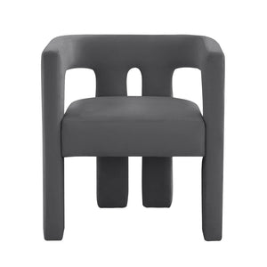 TOV Furniture Sloane Velvet Accent Chair - Sculptural Design, Plush Comfort, Handmade Elegance for Any Space Dark Grey TOV-S44199