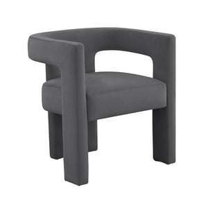 TOV Furniture Sloane Velvet Accent Chair - Sculptural Design, Plush Comfort, Handmade Elegance for Any Space Dark Grey TOV-S44199
