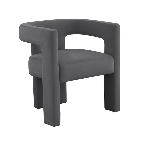 TOV Furniture Sloane Velvet Accent Chair - Sculptural Design, Plush Comfort, Handmade Elegance for Any Space Dark Grey TOV-S44199