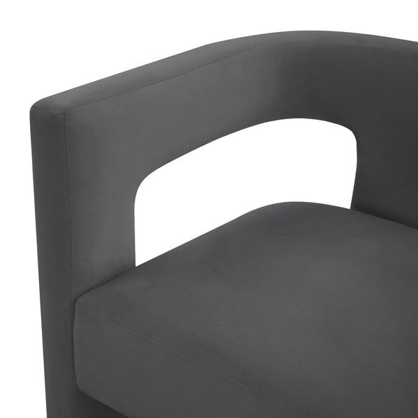 TOV Furniture Sloane Velvet Accent Chair - Sculptural Design, Plush Comfort, Handmade Elegance for Any Space Dark Grey TOV-S44199