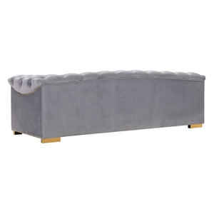 TOV Furniture Farah 91" Plush Velvet Sofa with Elegant Button-Tufted Arms and Gold Nailhead Trim for Luxury Living Grey TOV-S4930