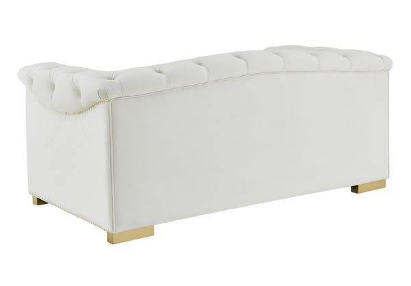TOV Furniture Farah 69" Velvet Loveseat - Luxurious Cream Upholstery, Gold Accents, Timeless Elegance & Comfort TOV-S4931