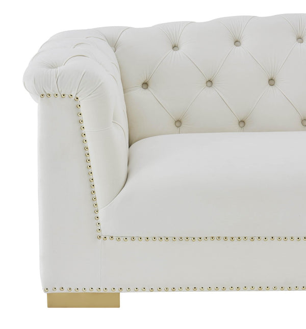 TOV Furniture Farah 69" Velvet Loveseat - Luxurious Cream Upholstery, Gold Accents, Timeless Elegance & Comfort TOV-S4931