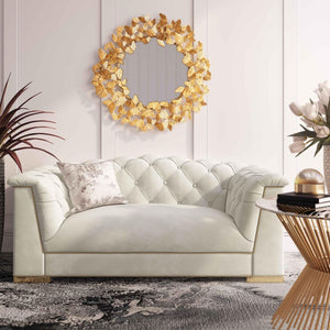 TOV Furniture Farah 69" Velvet Loveseat - Luxurious Cream Upholstery, Gold Accents, Timeless Elegance & Comfort TOV-S4931