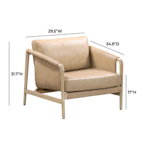 TOV Furniture Chakka Coastal-Inspired Leather Accent Chair - Handcrafted Elegance with Plush Comfort & Style TOV-S54256