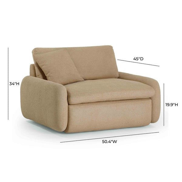 TOV Furniture Rachelle Tan Boucle Lounge Chair - Oversized Seating with Plush Comfort, Removable Cushions & Style TOV-S54355