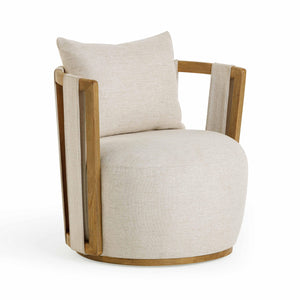 Paolo Cream Textured Weave Swivel Chair TOV-S54358 TOV Furniture