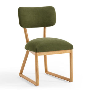 TOV Furniture Bobbie Eco-Friendly Dining Chair with Upcycled Fabric, Solid Wood Frame & Easy-Clean Performance Finish Green TOV-D54338