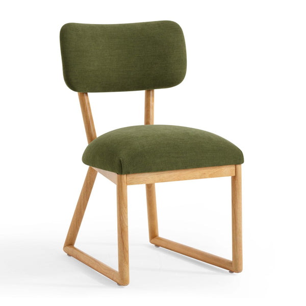 TOV Furniture Bobbie Eco-Friendly Dining Chair with Upcycled Fabric, Solid Wood Frame & Easy-Clean Performance Finish Green TOV-D54338