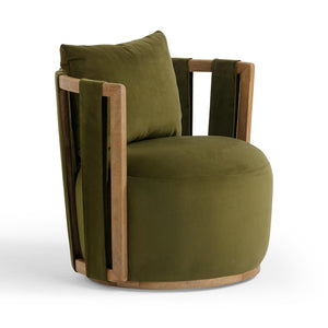 TOV Furniture Paolo Upcycled Fabric Swivel Chair – Eco-Friendly Accent Piece with Plush Comfort & Modern Design TOV-S54359