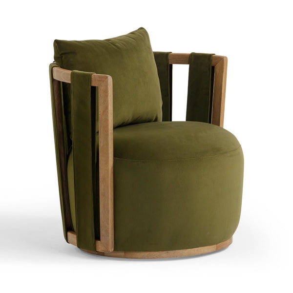 TOV Furniture Paolo Upcycled Fabric Swivel Chair – Eco-Friendly Accent Piece with Plush Comfort & Modern Design TOV-S54359