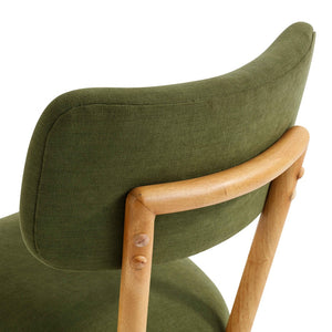 TOV Furniture Bobbie Eco-Friendly Dining Chair with Upcycled Fabric, Solid Wood Frame & Easy-Clean Performance Finish Green TOV-D54338