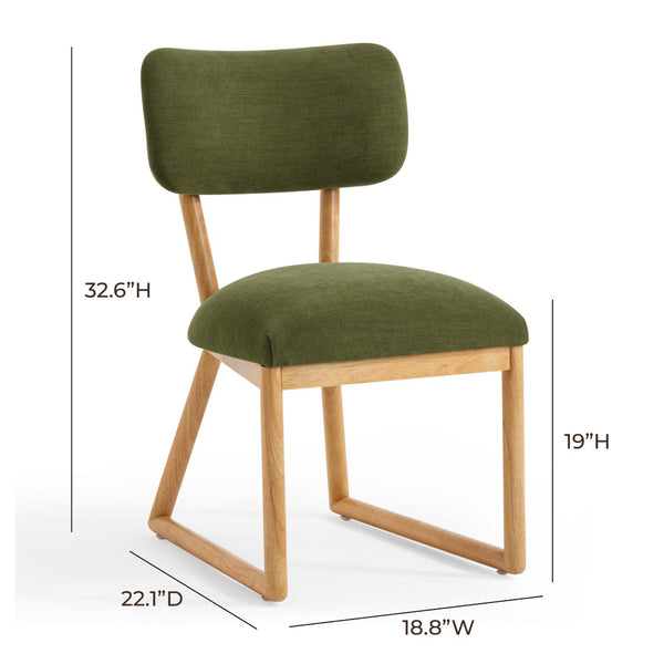TOV Furniture Bobbie Eco-Friendly Dining Chair with Upcycled Fabric, Solid Wood Frame & Easy-Clean Performance Finish Green TOV-D54338