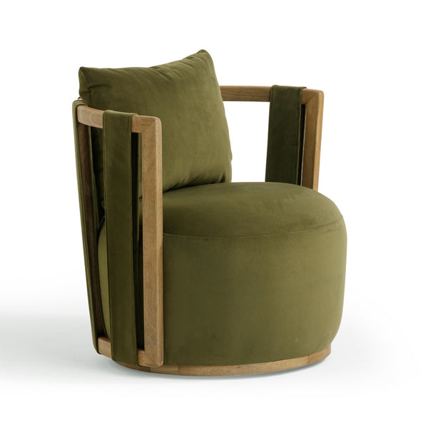 TOV Furniture Paolo Upcycled Fabric Swivel Chair – Eco-Friendly Accent Piece with Plush Comfort & Modern Design TOV-S54359