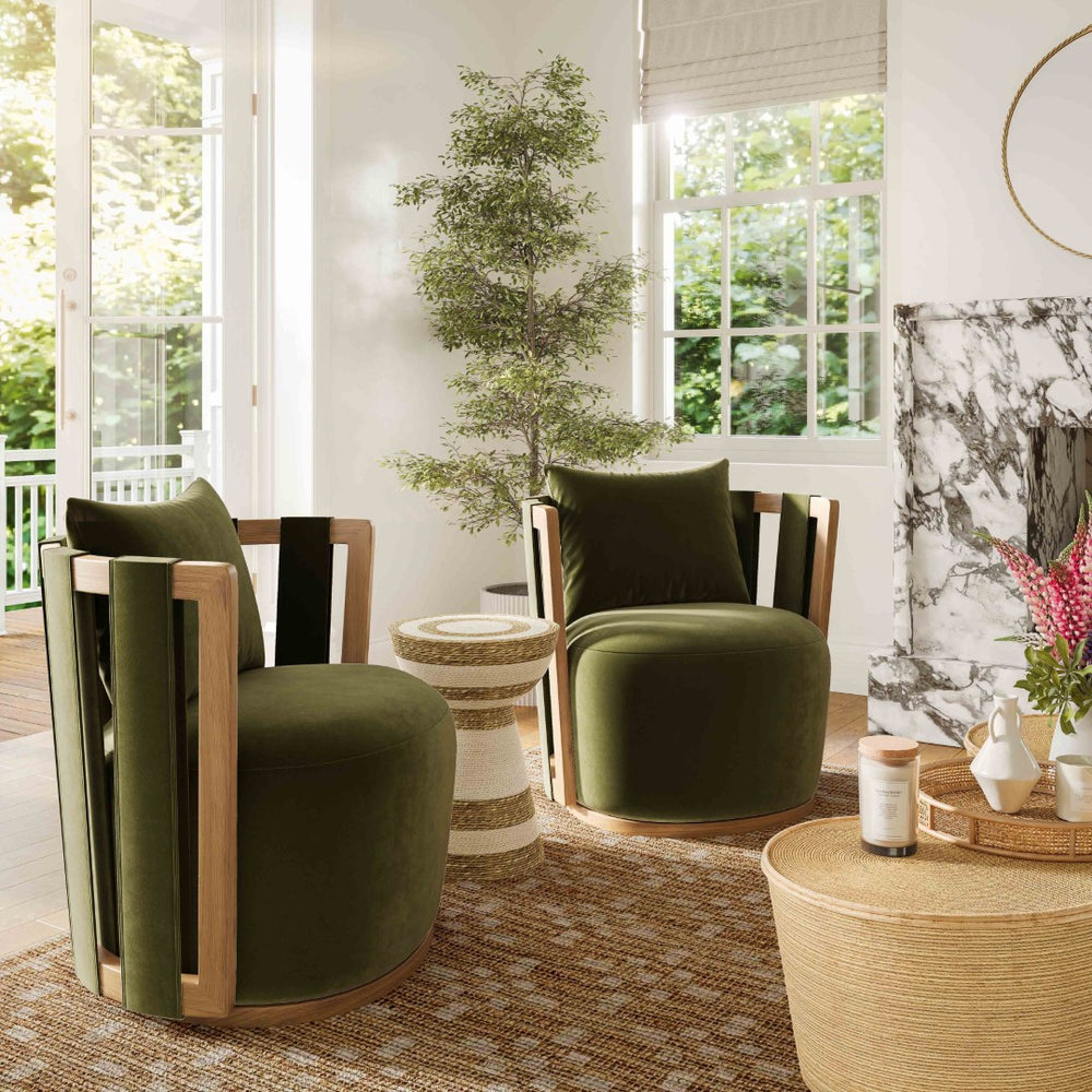 TOV Furniture Paolo Upcycled Fabric Swivel Chair – Eco-Friendly Accent Piece with Plush Comfort & Modern Design TOV-S54359