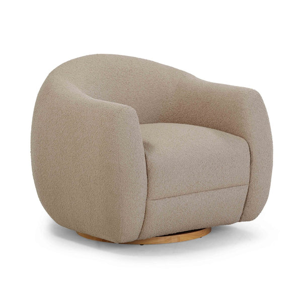 TOV Furniture Judy Modern Boucle Swivel Chair - Cozy Art Deco Accent Piece with 360° Motion for Any Space Taupe TOV-S54361