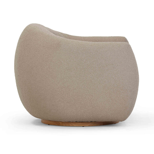 TOV Furniture Judy Modern Boucle Swivel Chair - Cozy Art Deco Accent Piece with 360° Motion for Any Space Taupe TOV-S54361