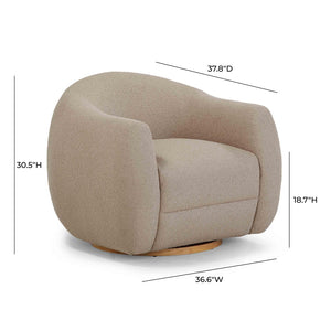 TOV Furniture Judy Modern Boucle Swivel Chair - Cozy Art Deco Accent Piece with 360° Motion for Any Space Taupe TOV-S54361