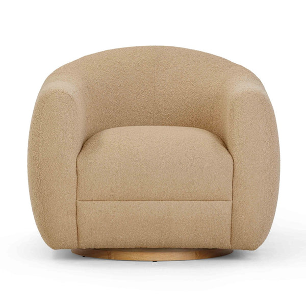 TOV Furniture Judy Modern Boucle Swivel Chair - Cozy Art Deco Accent Piece with 360° Motion for Any Space Honey TOV-S54363