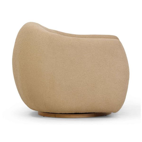TOV Furniture Judy Modern Boucle Swivel Chair - Cozy Art Deco Accent Piece with 360° Motion for Any Space Honey TOV-S54363