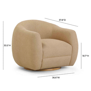 TOV Furniture Judy Modern Boucle Swivel Chair - Cozy Art Deco Accent Piece with 360° Motion for Any Space Honey TOV-S54363