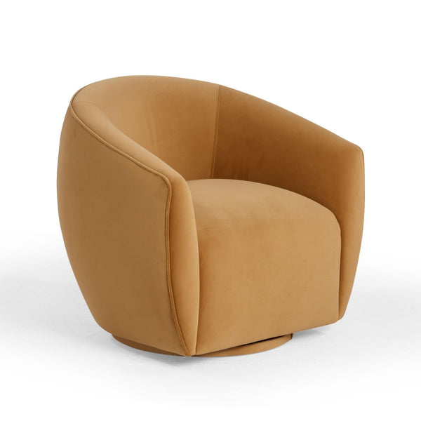 TOV Furniture Jordan Velvet Swivel Chair - Luxurious Comfort with Elegant Curves for Modern Living Spaces Tan TOV-S54369