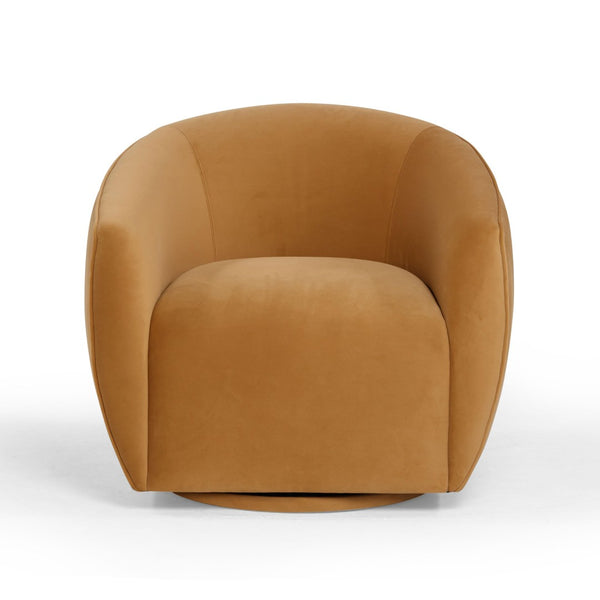 TOV Furniture Jordan Velvet Swivel Chair - Luxurious Comfort with Elegant Curves for Modern Living Spaces Tan TOV-S54369