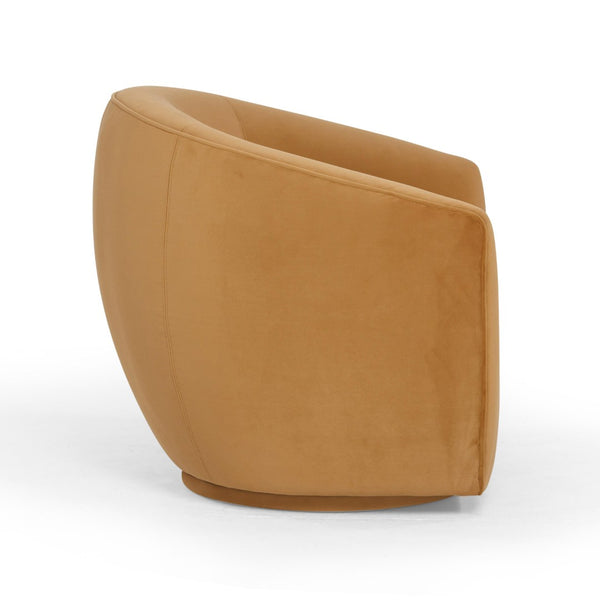 TOV Furniture Jordan Velvet Swivel Chair - Luxurious Comfort with Elegant Curves for Modern Living Spaces Tan TOV-S54369