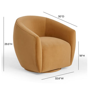 TOV Furniture Jordan Velvet Swivel Chair - Luxurious Comfort with Elegant Curves for Modern Living Spaces Tan TOV-S54369