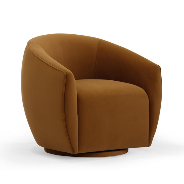 TOV Furniture Jordan Velvet Swivel Chair - Luxurious Comfort with Elegant Curves for Modern Living Spaces Cognac TOV-S54370