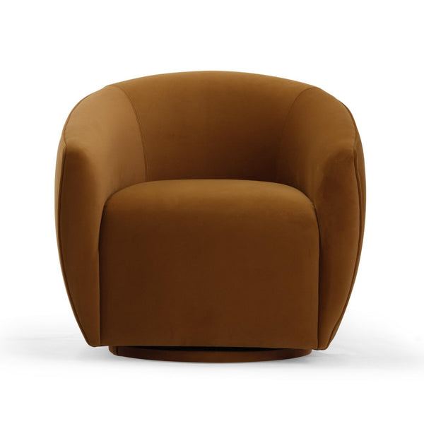 TOV Furniture Jordan Velvet Swivel Chair - Luxurious Comfort with Elegant Curves for Modern Living Spaces Cognac TOV-S54370