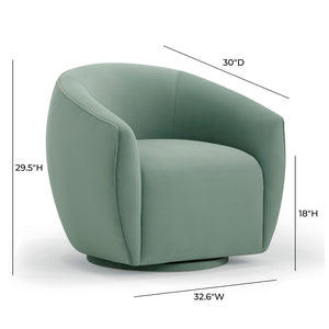 TOV Furniture Jordan Velvet Swivel Chair - Luxurious Comfort with Elegant Curves for Modern Living Spaces Sea Blue TOV-S54372