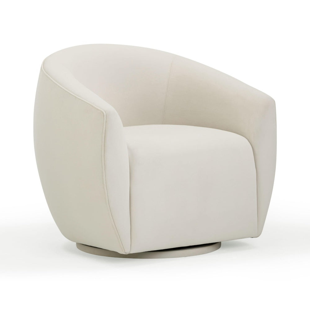 TOV Furniture Jordan Velvet Swivel Chair - Luxurious Comfort with Elegant Curves for Modern Living Spaces Cream TOV-S54373