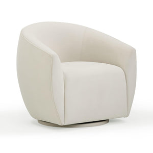 TOV Furniture Jordan Velvet Swivel Chair - Luxurious Comfort with Elegant Curves for Modern Living Spaces Cream TOV-S54373