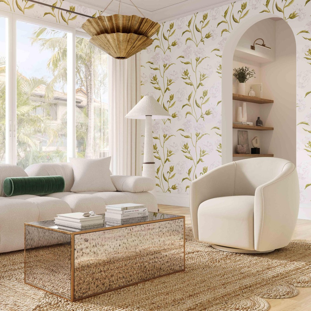 TOV Furniture Jordan Velvet Swivel Chair - Luxurious Comfort with Elegant Curves for Modern Living Spaces Cream TOV-S54373